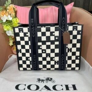 Coach Black and White Checkered Tote